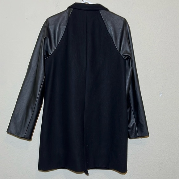 J Crew Wool Coat Leather Sleeves - Picture 3 of 6